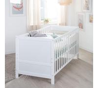 roba Lettino Easy Sleep, 70 x 140 cm, con angoli di conversione, regolabile in 3 altezze, 3 doghe rimovibili, in legno laccato bianco