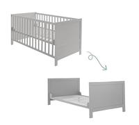 roba Lettino Evolutivo 70 x 140 cm per Neonati e Bambini - Altezza regolabile - Convertibile in Letto Junior - 3 Barre di Scorrimento - Legno Laccato Grigio