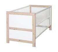roba Lettino Malo 70 x 140 cm - Lettino in crescita - Altezza regolabile - trasformabile in letto per bambini - Legno laccato bianco/decorazione rovere Sonoma