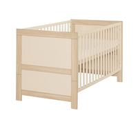 roba Lettino Momo 70 × 140 cm - Lettino a sponde crescent - Altezza regolabile - Trasformabile in letto junior - Legno laccato cachemire/decorazione rovere Tristan