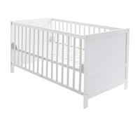 roba Letto Evolutivo per Bambini, 70 x 140 cm, Regolabile in Altezza su 3 Posizioni, 3 Barre Rimovibili, da 0 a 7 Anni, Legno Laccato Bianco