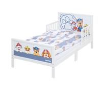 roba Letto per Bambini a Tema Paw Patrol - 70 x 140 cm - Rete a Doghe e Biancheria da Letto Incluse - Sponde Laterali - da 0 a 7 Anni - Materiali Certificati e Sicuri - Legno Laccato Bianco