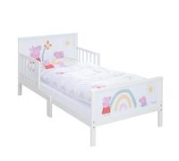 roba Letto per Bambini a Tema Peppa Pig - 70 x 140 cm - Rete a Doghe e Biancheria da Letto Incluse - Sponde Laterali - da 0 a 7 Anni - Materiali Certificati e Sicuri - Legno Laccato Bianco