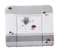 roba Materassino per Fasciatoio Adam & Eule - per Bambini e Neonati - 85 x 75 cm - Morbido - Rivestito in PU - Idrorepellente - con Bordi Rialzati - Traspirante - Motivo Gufetto - Grigio