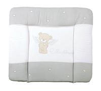 roba Materassino per Fasciatoio Heartbreaker - per Bambini e Neonati - 85 x 75 cm - Morbido e Idrorepellente - Rivestito in PU - Grigio e Bianco