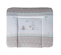 roba Materassino per Fasciatoio Indibär - per Bambini e Neonati - 85 x 75 cm - Morbido e Idrorepellente - Rivestito in PU - Motivo con Orsetti - Grigio