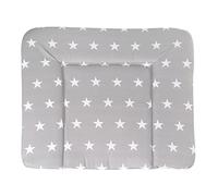 roba Materassino per Fasciatoio Little Stars - 85 x 75 cm - Morbido - Rivestito in PU e Cotone - con Bordi Rialzati - Imbottito - Antimacchia e Impermeabile - Grigio