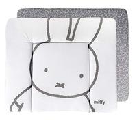roba Materassino per Fasciatoio miffy® - 3 Bordi Rialzati - Facile da Pulire - Stampato con Coniglietto - 85 x 75 cm - Bianco e Grigio