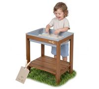 roba Outdoor + Tavolo da Gioco “Tiny” con Vaschetta da Gioco - Tavolo per Sabbia e Fango Resistente alle Intemperie in Legno Massello - Mobile da Giardino per Bambini - Da 18 Mesi - Marrone/Teak