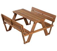 roba Panca con Schienale + Tavolo per Bambini Picnic per 4 - Resistente alle Intemperie - per Esterno e Giardino - per Campeggio - Regalo di Compleanno, Natale, Pasqua - Legno Massello - Marrone