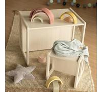 roba Panca reversibile roba stile country per bambini - 2 altezze di seduta, funge anche da tavolo - Legno laccato beige/cachemire