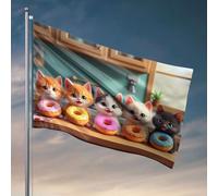 Roba per la tua stanza Gatti che godono di ciambelle colorate in cucina. Bandiera camper bandiera spiaggia decorazioni per casa (30 x 45 cm)