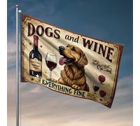 Roba per la tua stanza Golden Retriever che si gode il vino: un classico abbinamento per il relax, bandiera vintage decorativa per esterni e decorazioni (120 x 180 cm)
