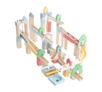 roba Pista per Biglie in Legno - 60 Pezzi con Set di Integrazione Paesaggistica da 20 Pezzi - Corsa del Marmo con Effetti Sonori e 11 Biglie - Da 3 Anni