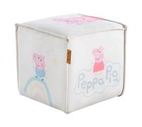 roba Pouf per Bambini Peppa Pig - a Forma di Cubo - Rivestimento in Velluto - Stampa Peppa Pig - 25 x 27 x 27 cm - dai 18 Mesi - Regalo di Natale, Compleanno, Pasqua - Beige