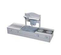 roba Sabbiera da Balcone 2 in 1 & Cucina Giocattolo per Bambini - Certificato FSC® - Con Accessori - Cucina Giocattolo Compatta per Balcone & Giardino - Grigio