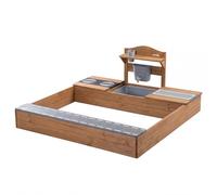 roba Sabbiera per Bambini - Certificata FSC® con Cucina da Esterno - Resistente alle Intemperie - dai 12 Mesi - per Giardino, Terrazza, Balcone - Legno Massiccio - Verniciato Marrone/Teak