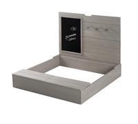 roba Sabbiera per Bambini con Coperchio - 65.5x85x80 cm - Richiudibile con una Tavola e 3 Ganci - Trasformabile in Lavagna - per Esterno, Giardino, Balcone, Terrazzo - Legno Massello - Grigio