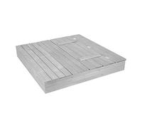 roba Sabbiera per Bambini Outdoor+ con Coperchio, Convertibile in Panca con Schienale, 2 Vasche da Gioco, 125 x 120 cm, Resistente alle Intemperie, Legno Massiccio, Grigio