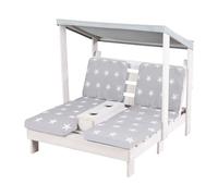 roba Sdraio Doppia per Bambini con cuscino Little Stars - da Esterno, Giardino, Terrazza, all'Aperto - con Portabicchieri - Resistente alle Intemperie - Legno Massiccio Certificato FSC - Grigio