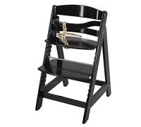 roba Seggiolone Pappa per Bambini Sit Up III - Evolutivo - con Poggiapiedi e Cinghie di Sicurezza Removibili - Altezza Regolabile - Legno Nero