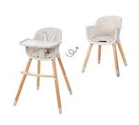 roba Seggiolone per Bambini 2 in 1 Style Up Wood - con Cuscino - Vassoio Rimovibile - Sistema di Cinture di Sicurezza - Regolabile - con Poggiapiedi - Legno - Grigio