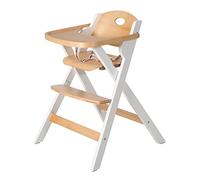 roba Seggiolone per Bambini e Neonati Fold Up Smart - Chiudibile e Poco Ingombrante + Vassoio - con Cinghie Regolabili e Anti-ribaltamento - dalla Nascita ai 6 Mesi - Legno Naturale / Bianco
