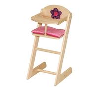 roba Seggiolone per Bambole Happy Fee, con Fiore, Legno Naturale, Cuscino Rosa