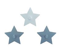 roba Set 3 Ganci da Parete Little Stars - a Forma di Stella - Appendiabiti e Decorazioni per Camera Bambini - Ottima come Regalo Nascita, Compleanno, Natale - Legno Laccato Bianco e Grigio