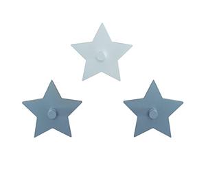 roba Set 3 Ganci da Parete Little Stars - a Forma di Stella - Appendiabiti e Decorazioni per Camera Bambini - Ottima come Regalo Nascita, Compleanno, Natale - Legno Laccato Bianco e Grigio