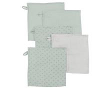 roba Set 5 Asciugamani Bio Lil Planet, Mussola di Cotone biologico, Certificato GOTS, 25 x 25 cm, Idrorepellente, Salviette Traspiranti e Lavabili, Materiali Sostenibili, Verde
