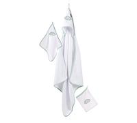 roba Set Asciugamani 3 Pezzi Happy Cloud - Panno Spugna - Asciugamano con Cappuccio - Asciugamano 30 x 30 cm - Salvietta 16 x 20 cm - Motivo con Nuvolette - Bianco