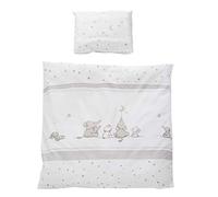 roba Set Biancheria da Lettino 2 Pezzi Sternenzauber - Copripiumino 80 x 80 cm - Federa 40 x 35 cm - Cotone Puro - Double Face - Traspirante - Idrorepellente - Motivo con Stelline - Bianco
