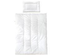 roba Set Biancheria per Culla - Coperta 100 x 135 cm e Cuscino 40 x 60 cm - Ideale per Tutte le Stagioni - 100% Cotone Biologico e Traspirante - Bianco