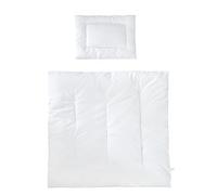 roba Set Biancheria per Culla - Coperta 80 x 80 cm e Cuscino 40 x 35 cm - Ideale per Tutte le Stagioni - 100% Cotone Biologico - Bianco