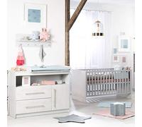 roba Set completo "Maren 2", con letto combinato 70 x 140 cm, e ampio fasciatoio, grigio chiaro/bianco