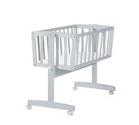 roba Set Culla per Neonati - Materasso 40 x 90 cm - Funzione Dondolo - Pulsante di Blocco - dalla Nascita ai 12 Mesi - Ruote con Freno - Legno Laccato Grigio