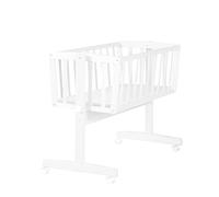 roba Set Culla per Neonati - Materasso 40 x 90 cm - Funzione Dondolo - Pulsante di Blocco - dalla Nascita ai 12 Mesi - Ruote con Freno - Legno Laccato Bianco