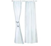 roba Set di Tende Rock Star Baby 3 - 2 Pezzi - 250 x 145 cm - Decorazione per Cameretta per Bambini - Stelline - Tessuto di Cotone Leggero e Trasparente - Bianco e Grigio