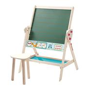 roba Set Lavagna e Seggiolino per Bambini, 69 x 57 x 99 cm, Legno Naturale/Verde