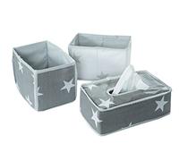 roba Set organizer Little Stars, 3 pezzi, 2 scatole per pannolini e accessori, 1 scatola decorativa, Grigio