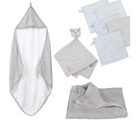 roba Set Regalo Biologico Lil Planet - Asciugamano - Panno da Bagno - Coperta Trapuntata e Panno Morbido con DouDou - Certificato GOTS - 80% Cotone e 20% Poliestere - Grigio