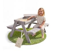 roba Set seggiolino per bambini con vasche da gioco e cuscino per sedia, resistente alle intemperie, in legno massello e tavolo da fango