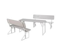roba Set Tavolo + 2 Panche con Schienale per Bambini - per Giardino, Terrazzo, Aria Aperta - Pieghevole - Salvaspazio - con Angoli Arrotondati - da 24 Mesi - Legno Laccato Grigio