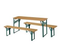 roba Set Tavolo + 2 Panche con Schienale per Bambini - per Giardino, Terrazzo, Aria Aperta - Pieghevole - Salvaspazio - con Angoli Arrotondati - da 24 Mesi - Legno Laccato in Teak