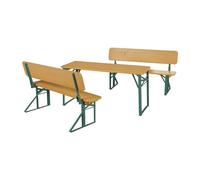 roba Set Tavolo + 2 Panche con Schienale per Bambini - per Giardino, Terrazzo, Aria Aperta - Pieghevole - Salvaspazio - con Angoli Arrotondati - da 24 Mesi - Legno Laccato in Teak