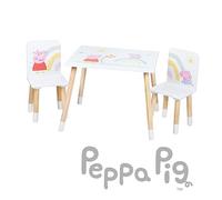 roba Set Tavolo + 2 Sedie per Bambini Peppa Pig - dai 18 Mesi ai 10 Anni - Robusto e Sicuro - Materiali Certificati - con Angoli Arrotondati - Legno Laccato Bianco e Naturale