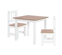 roba Set Tavolo + 2 Sedie per Bambini Woody - Robusti e Resistenti - Mobili per la Cameretta - dai 18 Mesi - Decorazione in Legno - Legno Laccato Bianco