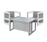 roba Set Tavolo + 2 Sgabelli per Bambini - Convertibile in Panca - Stile Country - Mobili per Bambini - 3 Altezze - Multifunzionale - Legno Laccato Grigio