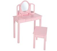 roba Specchiera con Sgabello Portaoggetti - Mobili per Bambini - per la Cameretta - Ottimale come Regalo di Nascita, Compleanno, Natale - Legno Laccato Rosa